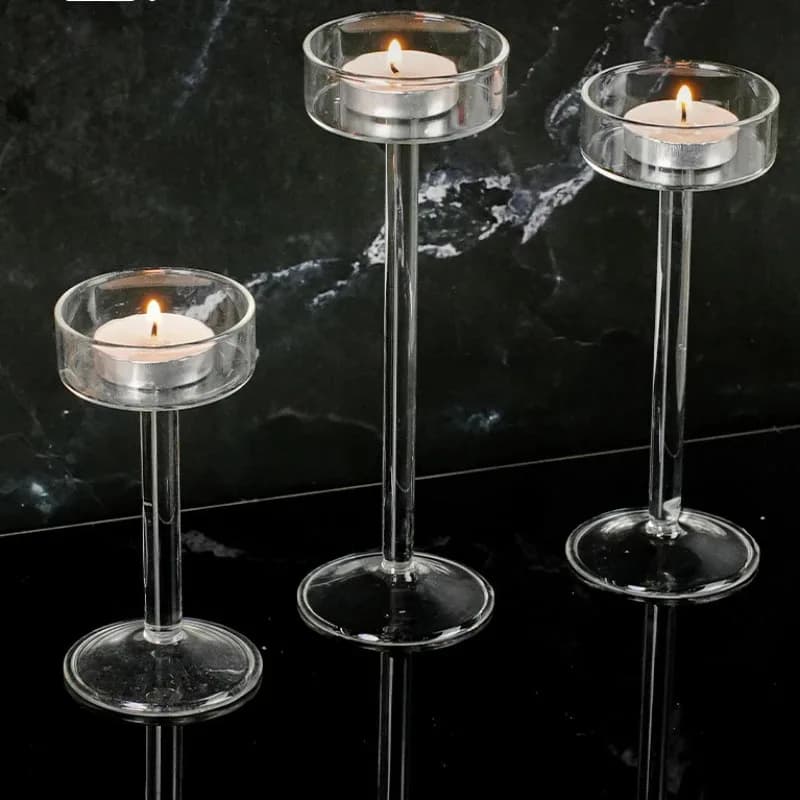 【Bougeoir en verre cristal de haute qualité】 Bougeoir moderne minimaliste à jambes hautes Ornements 