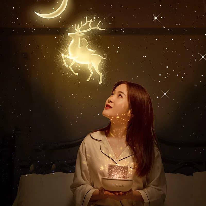 Projecteur étoilé veilleuse rotative ciel lune lampe galaxie lampe maison chambre décoration Starlig