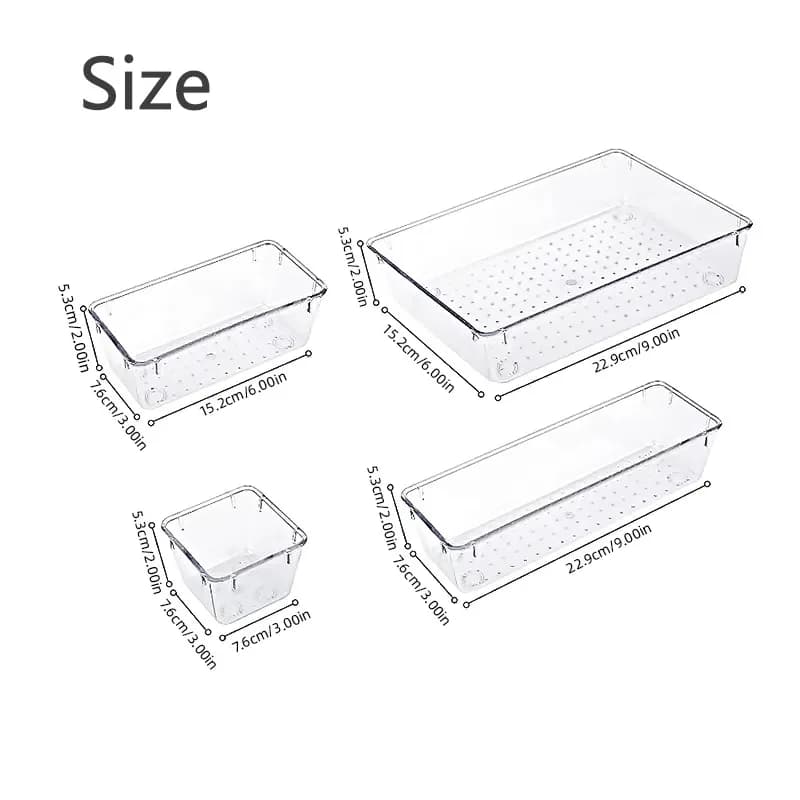 Ensemble de bacs de synchronisation de bureau en plastique transparent, boîte de rangement pour bure