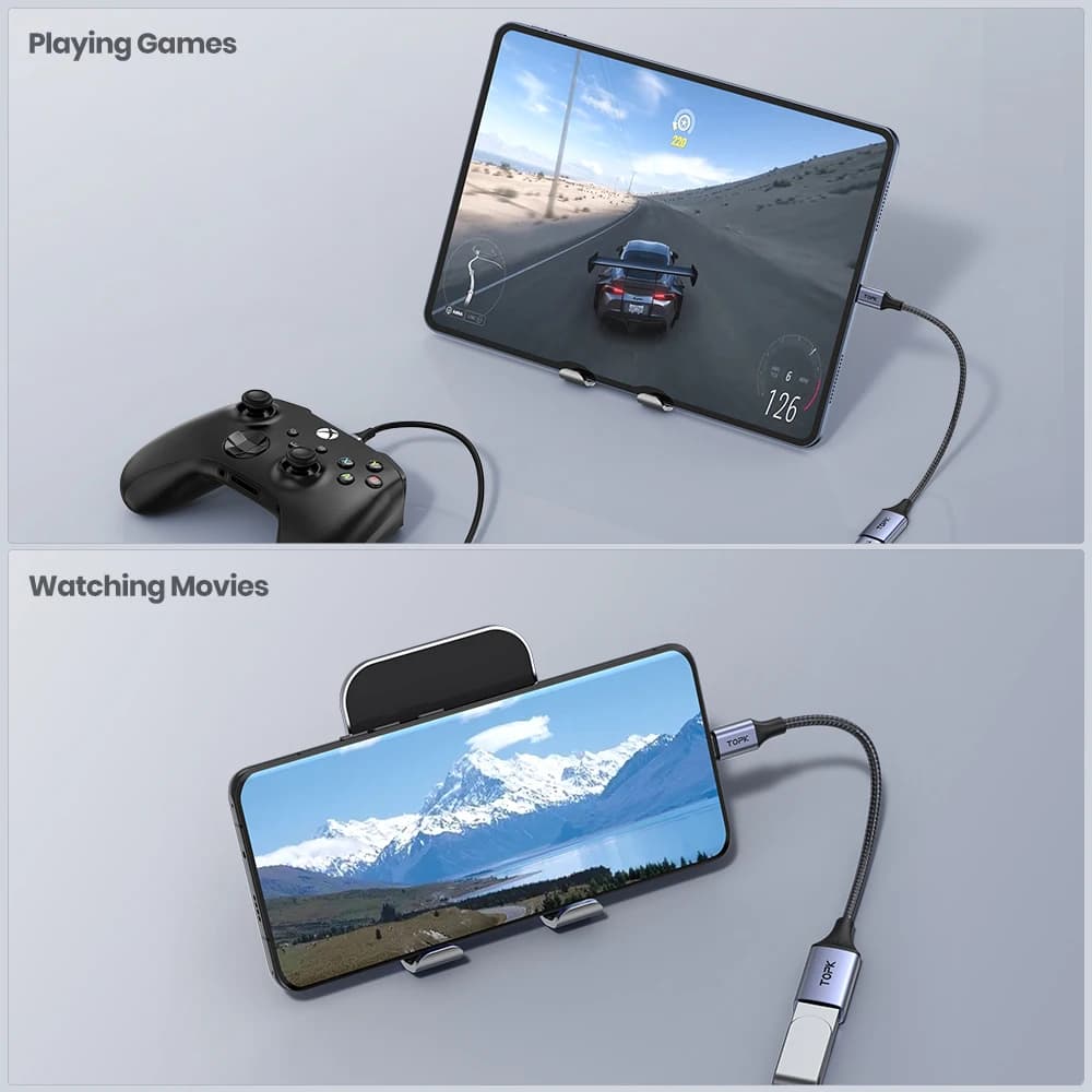 TOPK USB C à USB A Dapter OTG Câble Type C Mâle à USB 3.0 2.0 Femelle Câble pour MacBook Pro Samsung
