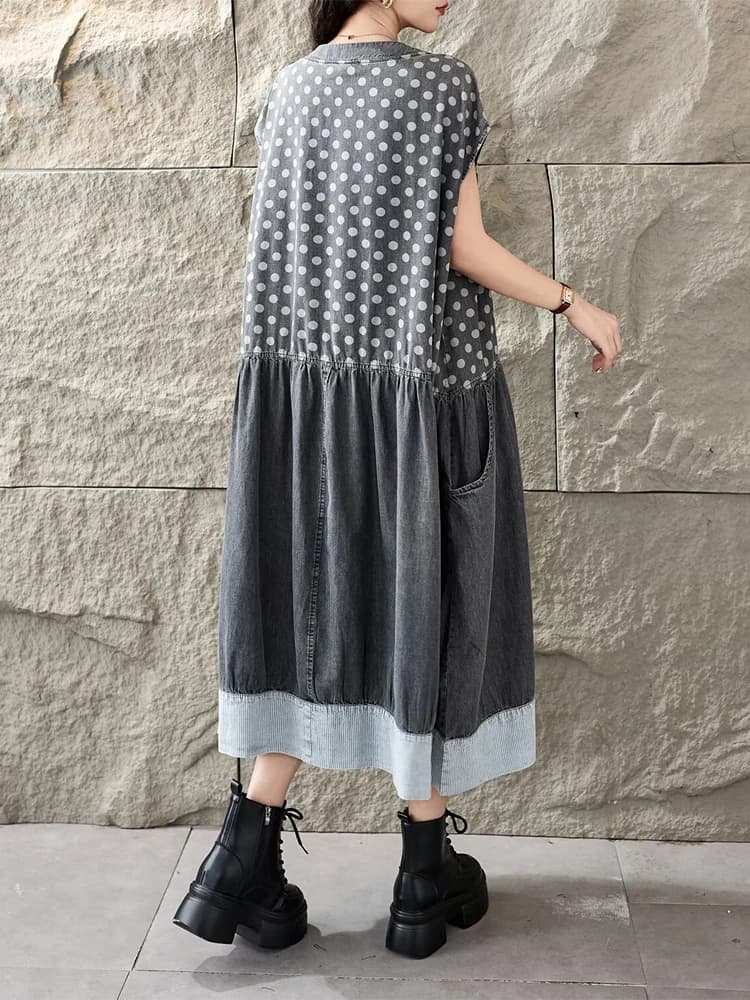 Amax LuluE 2026 Robes d'été amples pour femmes, style vintage classique à pois, design japonais, col