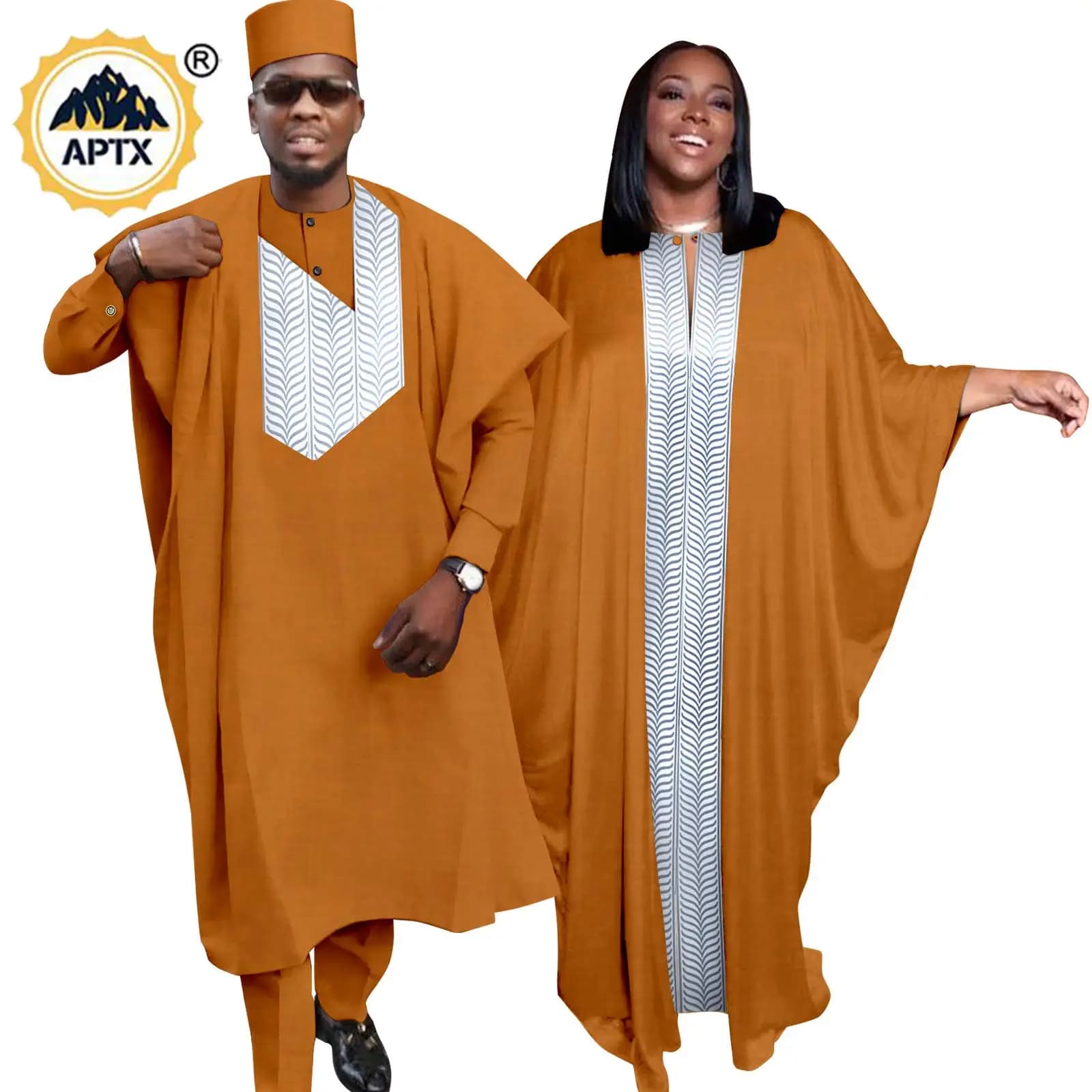 Abaya-Robes Africaines pour Femmes et Hommes, Tenues Assorties, Robes Musulmanes, Ensembles Haut et 