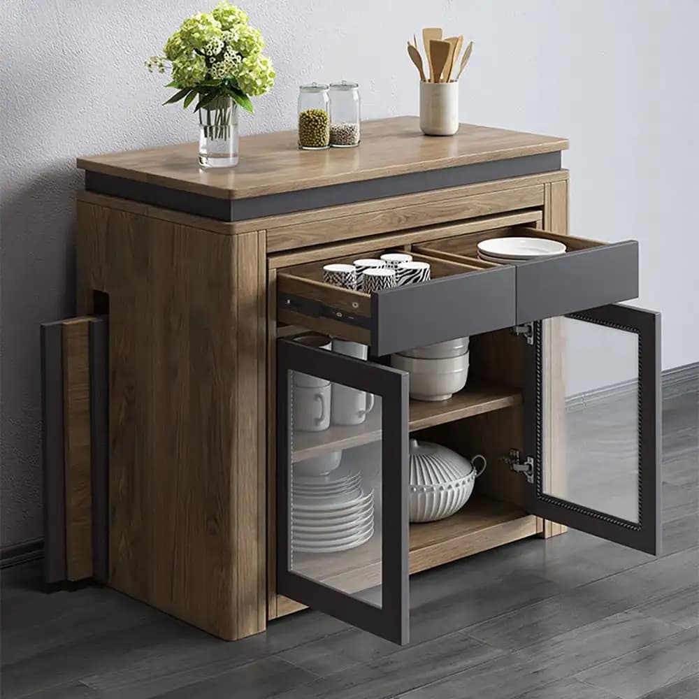Buffet rectangulaire avec rangement, table à manger extensible moderne