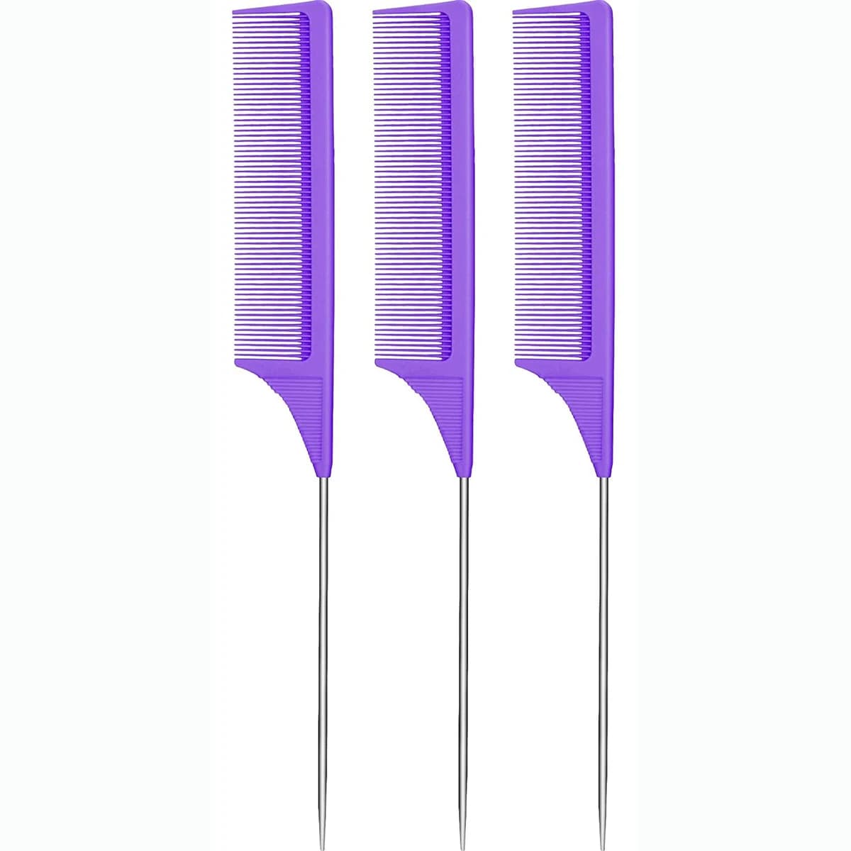 Peigne queue de cheval professionnel pointu pour salon, 3 pièces, antistatique, aiguille en acier, p