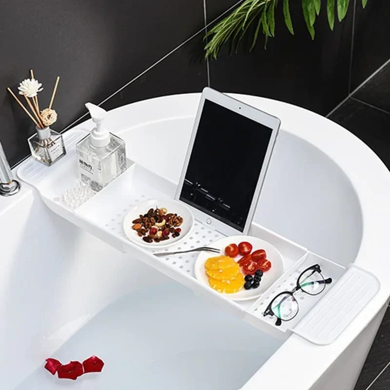 Support de rangement de baignoire rétractable multifonction, plateau de bain, étagère de rangement d