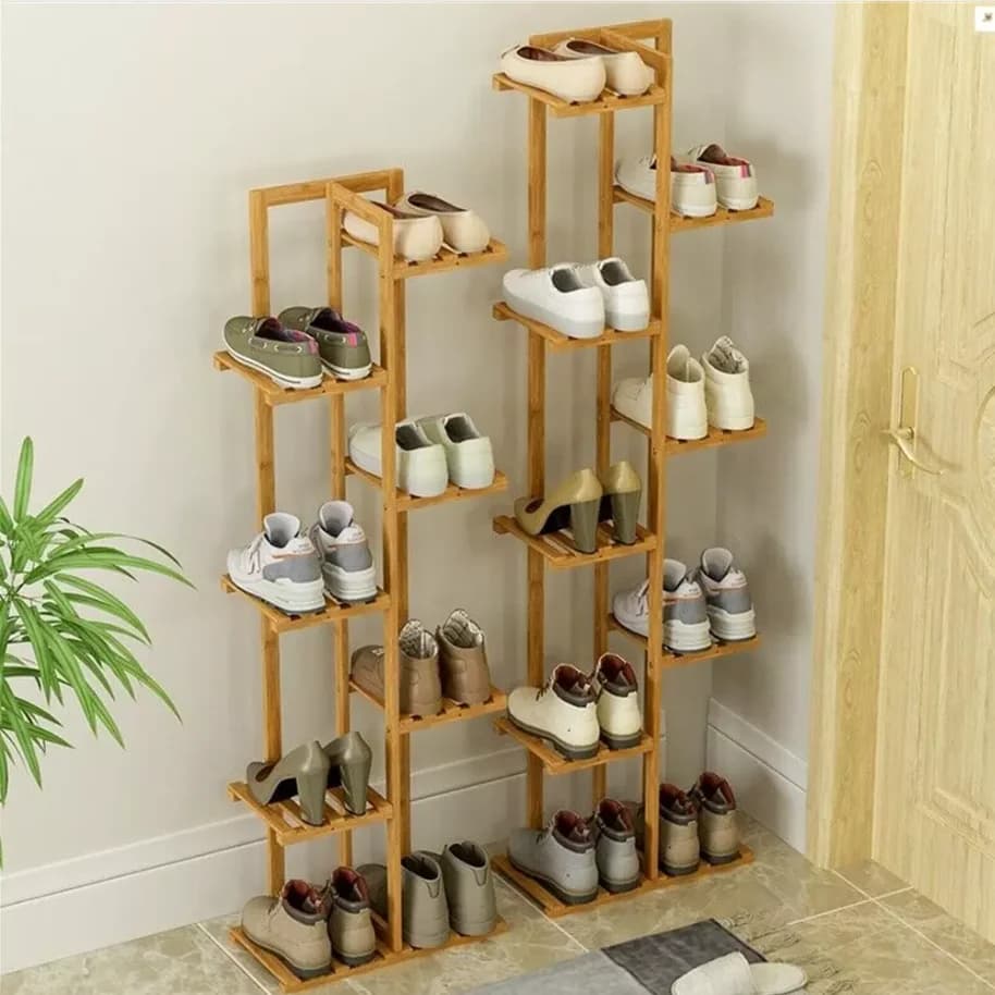 Présentoir de fleurs d'angle pour plantes en bambou, 5/6 niveaux de haut, pour intérieur et extérieu