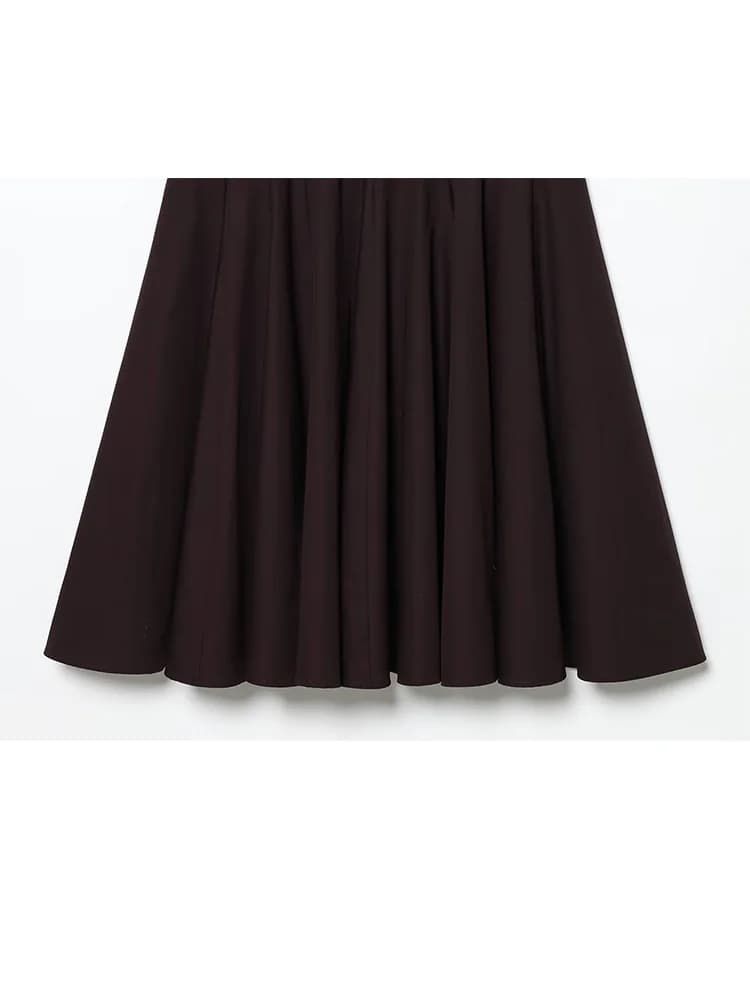 HH 2026 Robe midi plissée unie pour femme, mode été, avec fermeture éclair latérale, manches courtes