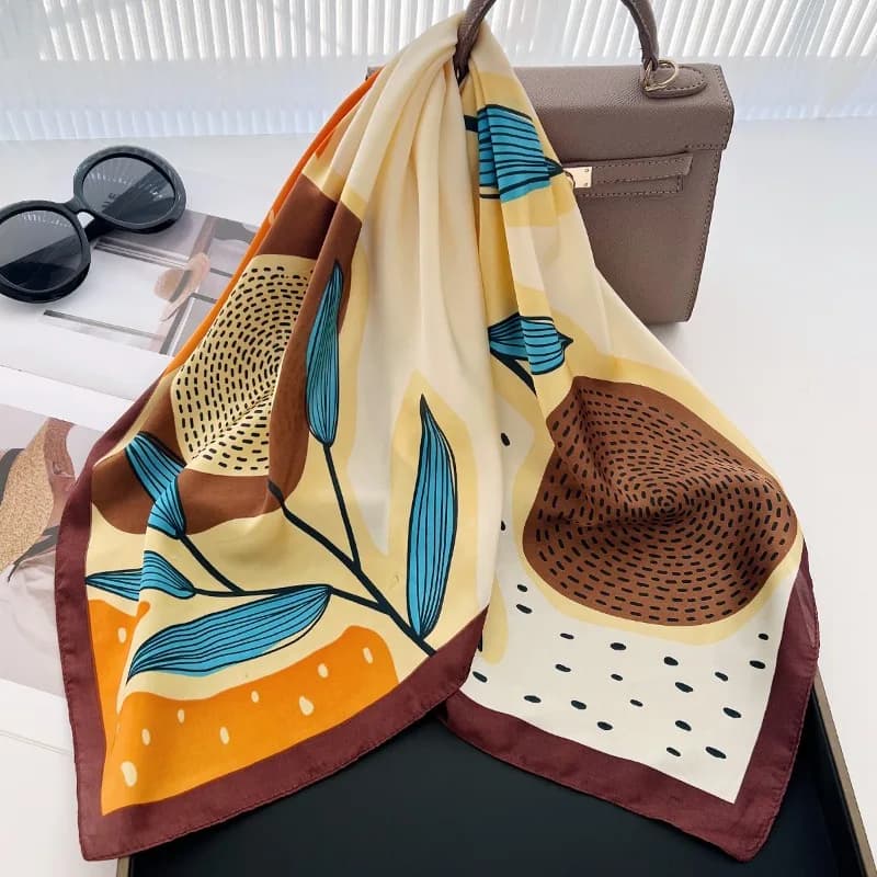 Foulard en soie imprimé à pois pour femmes, 70cm, imitation soie, élégant et polyvalent, sac à couvr