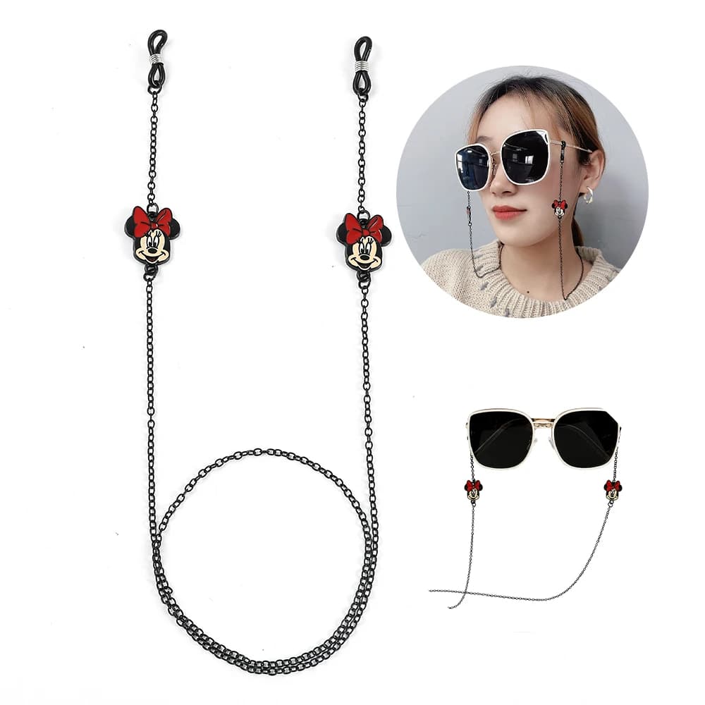 Lunettes de soleil chaînes de masquage pour femmes Minnie Mickey Mouse point chaînes de lunettes lan