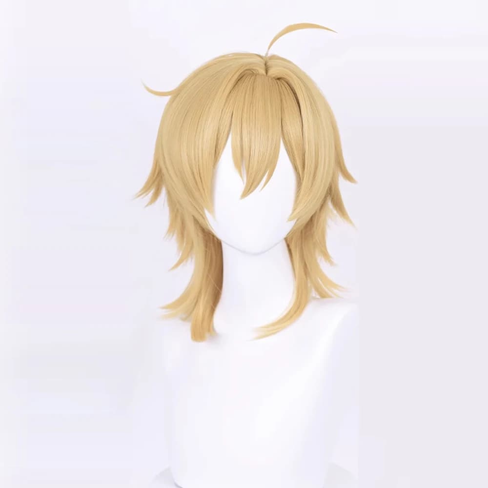 Perruque synthétique courte et lisse à tête de mulet Blonde avec frange, perruque moelleuse de jeu d
