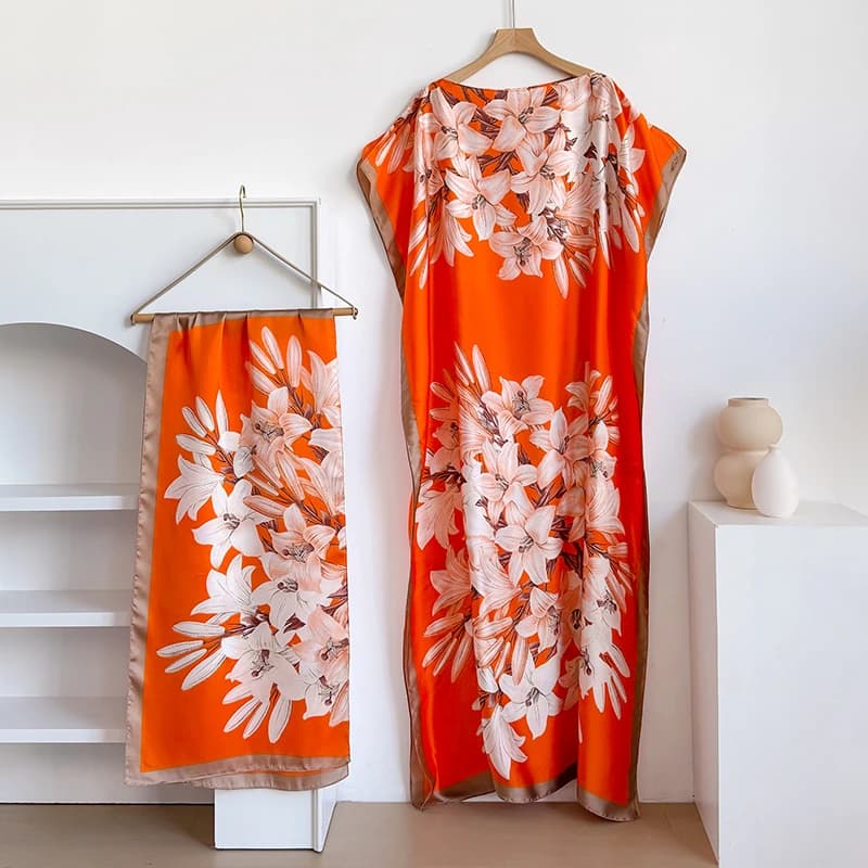 Nouvelle mode Robe d'été avec grande écharpe dubaï turquie caftan musulman ample Abaya femmes africa