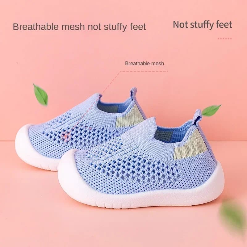 Printemps été enfant en bas âge chaussures respirant tricoté enfants baskets garçons sans lacet chau