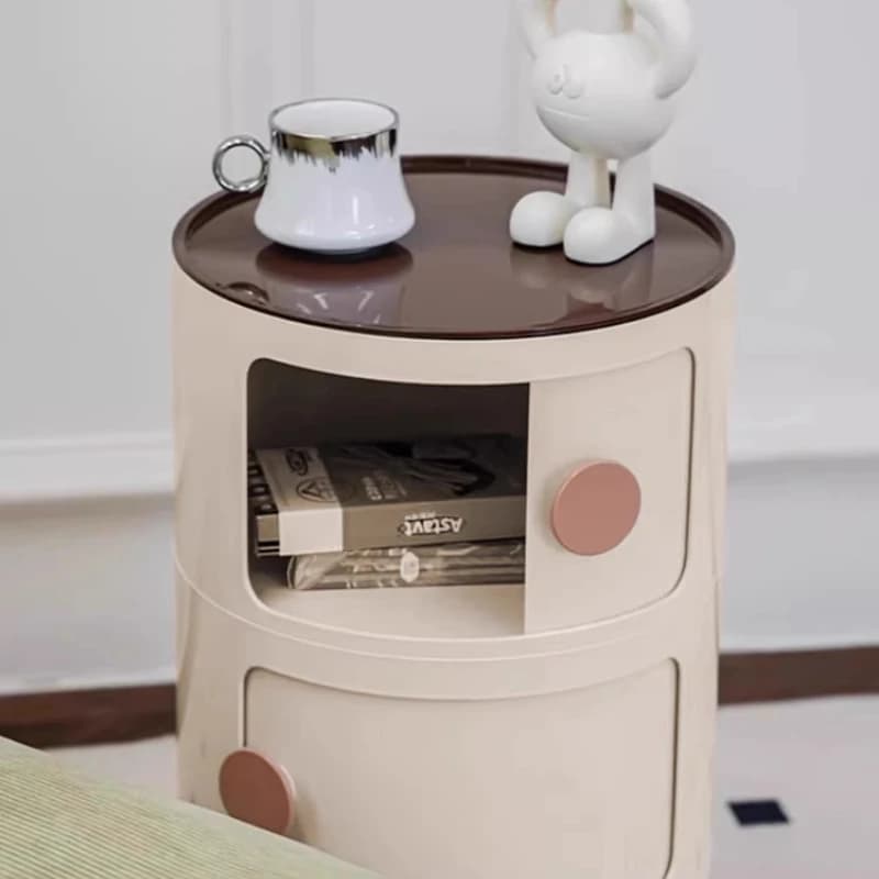 Table de chevet ronde nordique moderne, armoire de chevet en plastique nordique pour chambre à couch