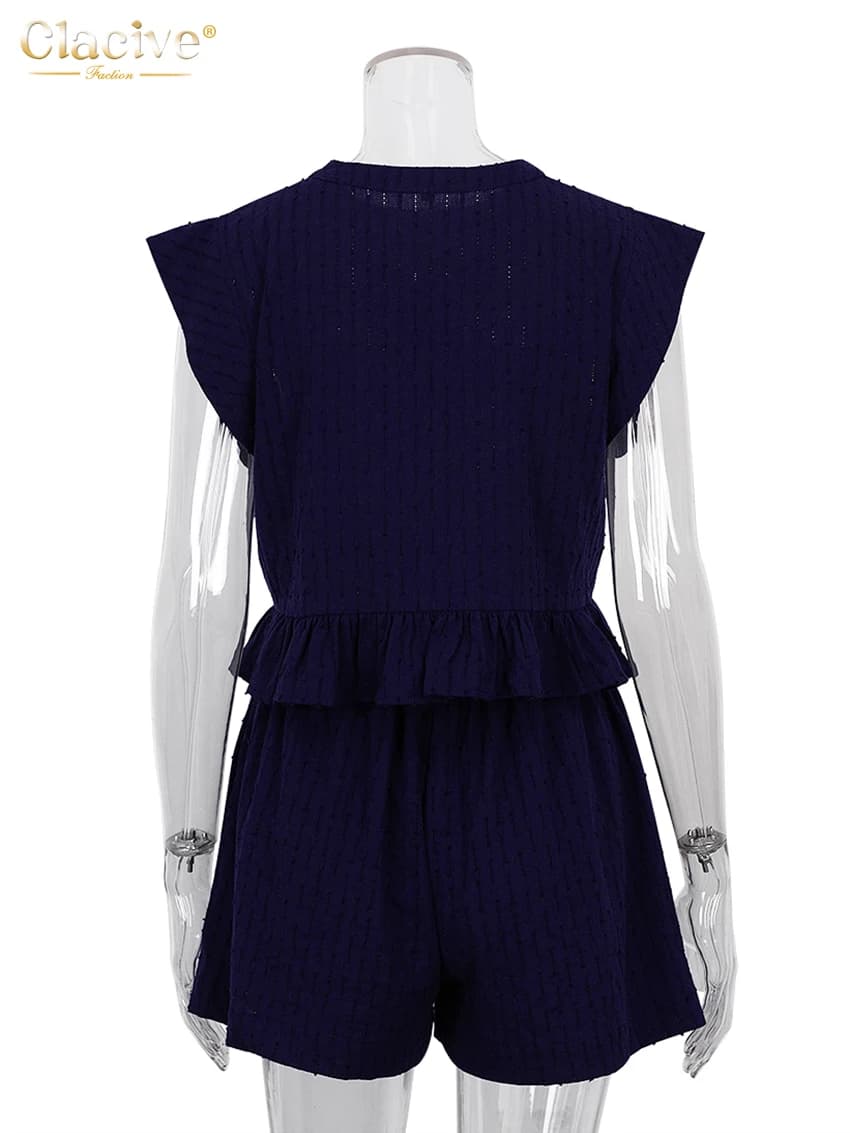 ClacMarkets-Ensemble 2 Pièces Décontracté pour Femme, Haut en Fibre Précieuse, Blanc, Taille Haute, 