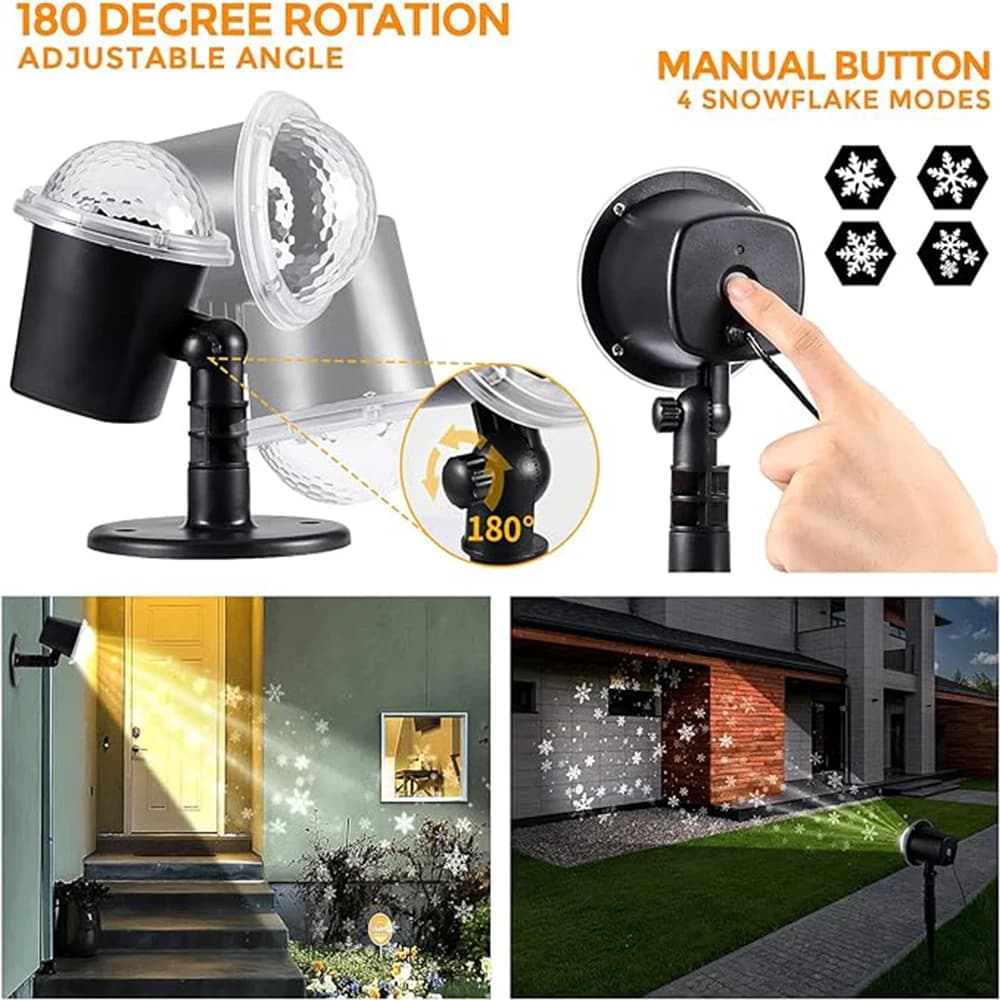 Projecteur de flocon de neige de Noël pour chambre à coucher, lumières dégradées LED, lampe de proje