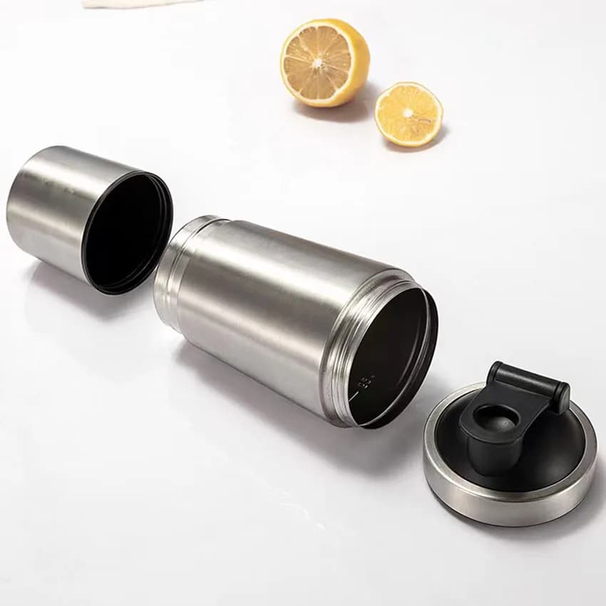Tasse à secouer à Double Section en acier inoxydable monocouche, avec réservoir de stockage d'échell