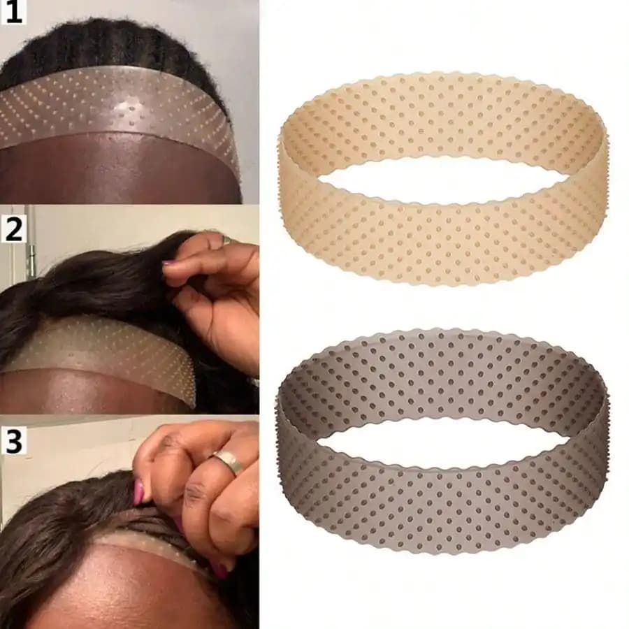 Bandeau de poignée de perruque en Silicone antidérapant, bandeau de perruque Transparent noir marron