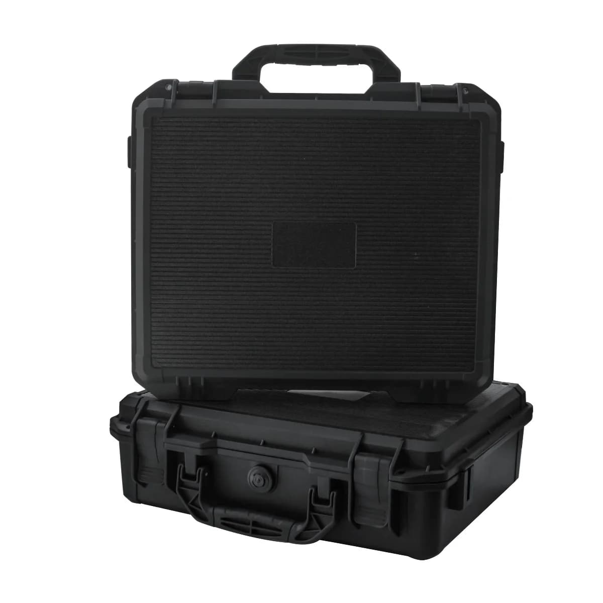 Valise noire étanche et durable pour appareil photo/outils, intérieur en mousse personnalisable, por