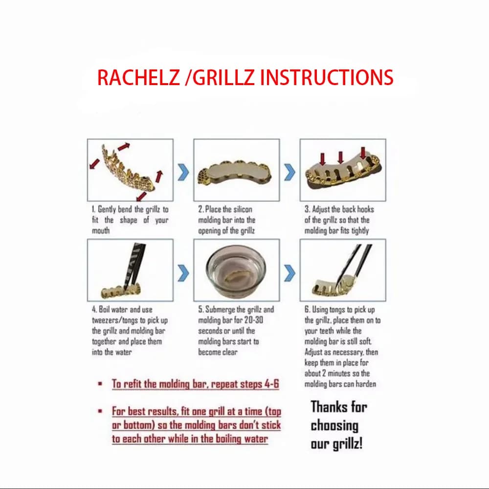 RACHELZ Hip Hop 10/10 glacé CZ pierre dents Grillz Punk rappeur cubique zircone dent casquettes pour