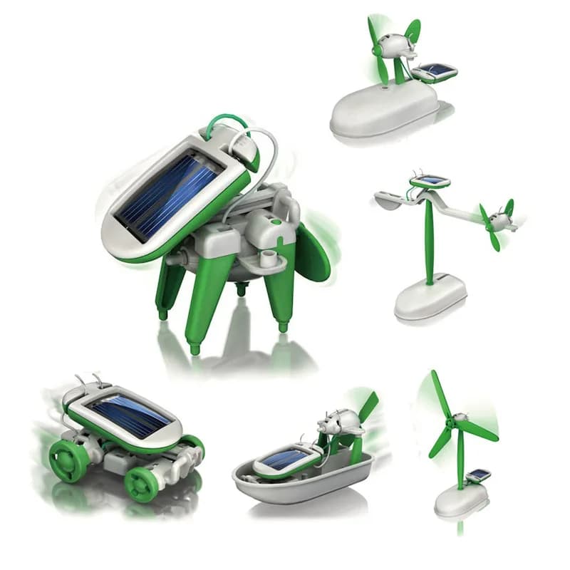 Kit de Robot à énergie solaire 6 en 1, assemblage de ventilateur de bateau, moulin à vent, jouets de