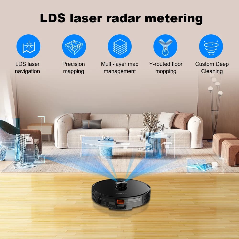 (Code:AETH15) Liectroux X6 LDS Aspirateur Robot, Navigation Lidar Laser, Combo sec et humide, 6500Pa