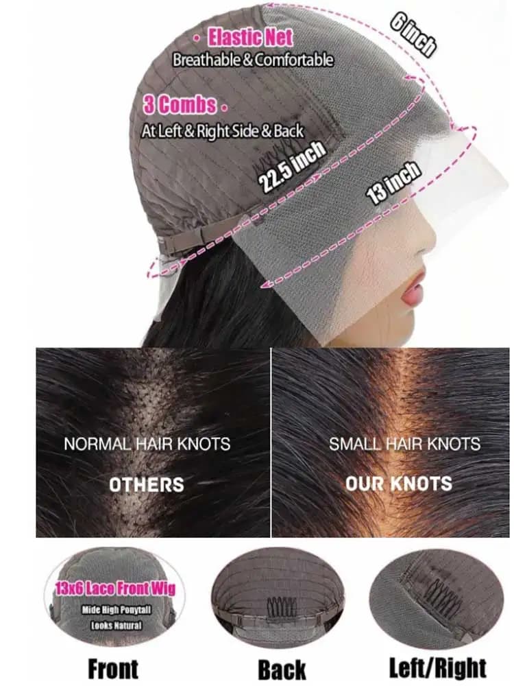 Perruques de cheveux humains péruviens bruts, Body Wave, densité 250%, 40 42 pouces, 13x6 HD, 13x4, 