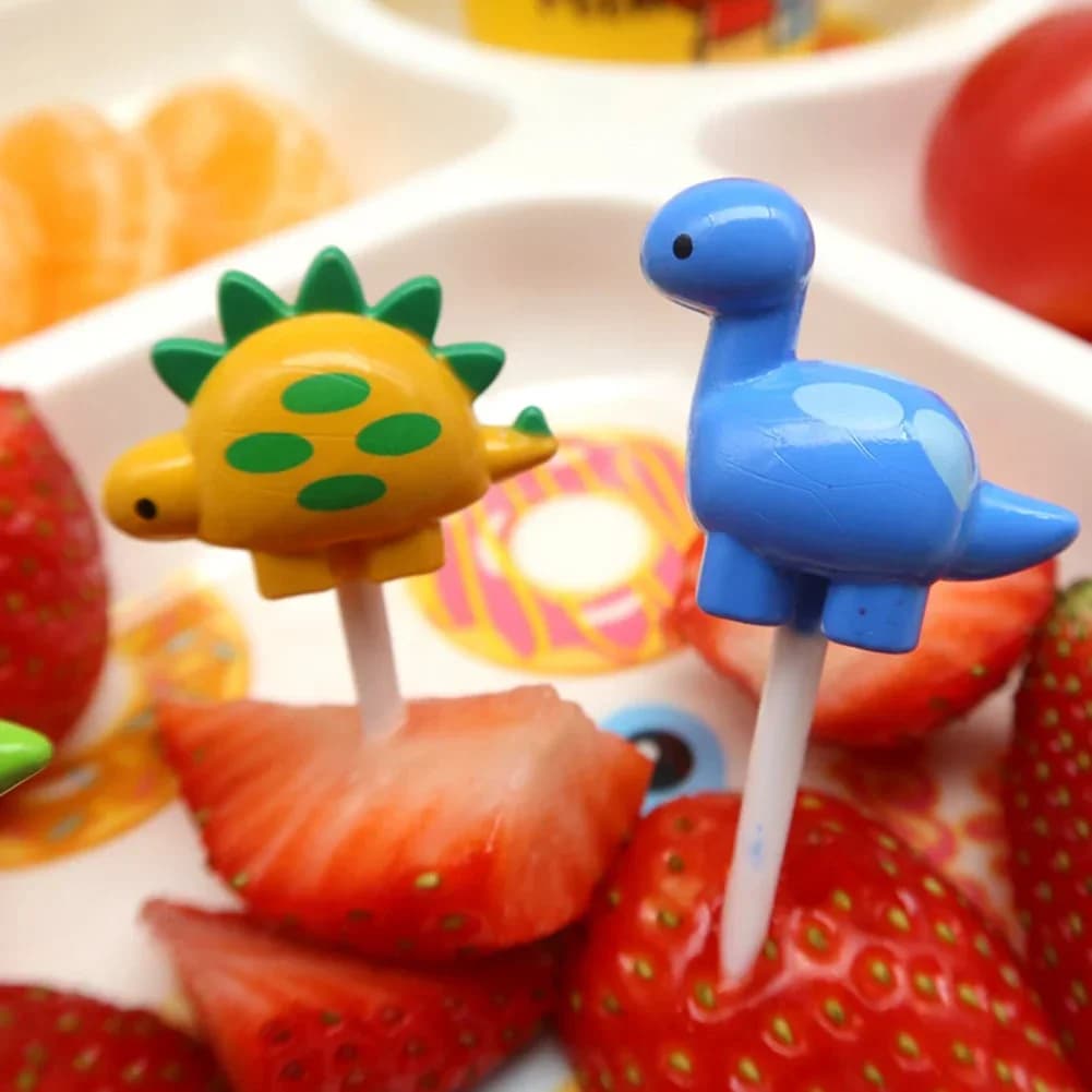 Pics à nourriture de dinosaure pour enfants, mini fourcommuniste à fruits, animal mignon, collation,