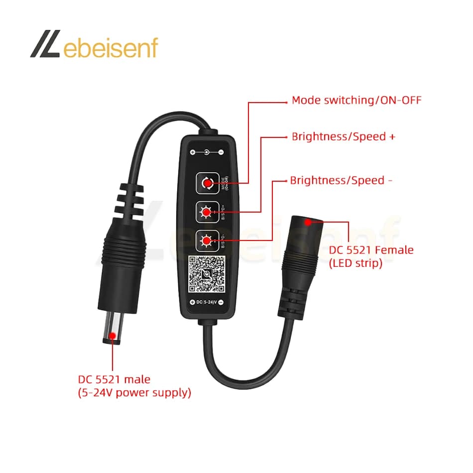 Bande lumineuse LED couleur unique, DC 5V 12V 24V 3A, application Bluetooth intelligente, musique, m