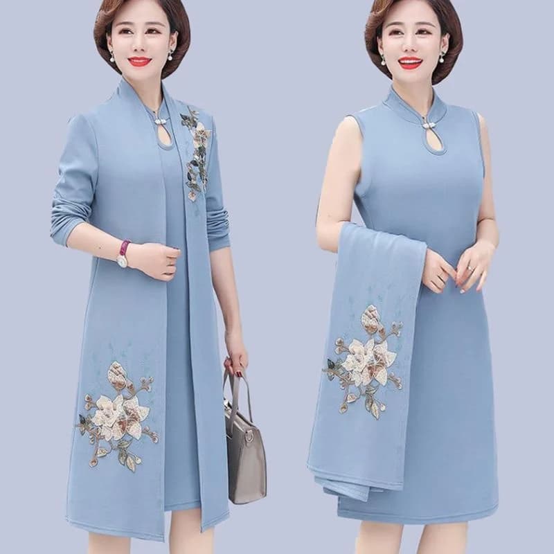 Robe deux pièces coupe-vent pour mère, robe de mariée, manteau de printemps pour femmes d'âge moyen 