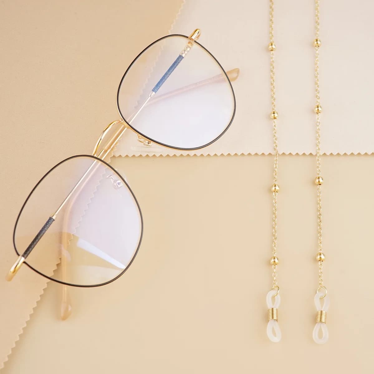 Mode métal hommes femmes chaînes de lunettes lunettes de soleil lecture lunettes perlées chaîne lune