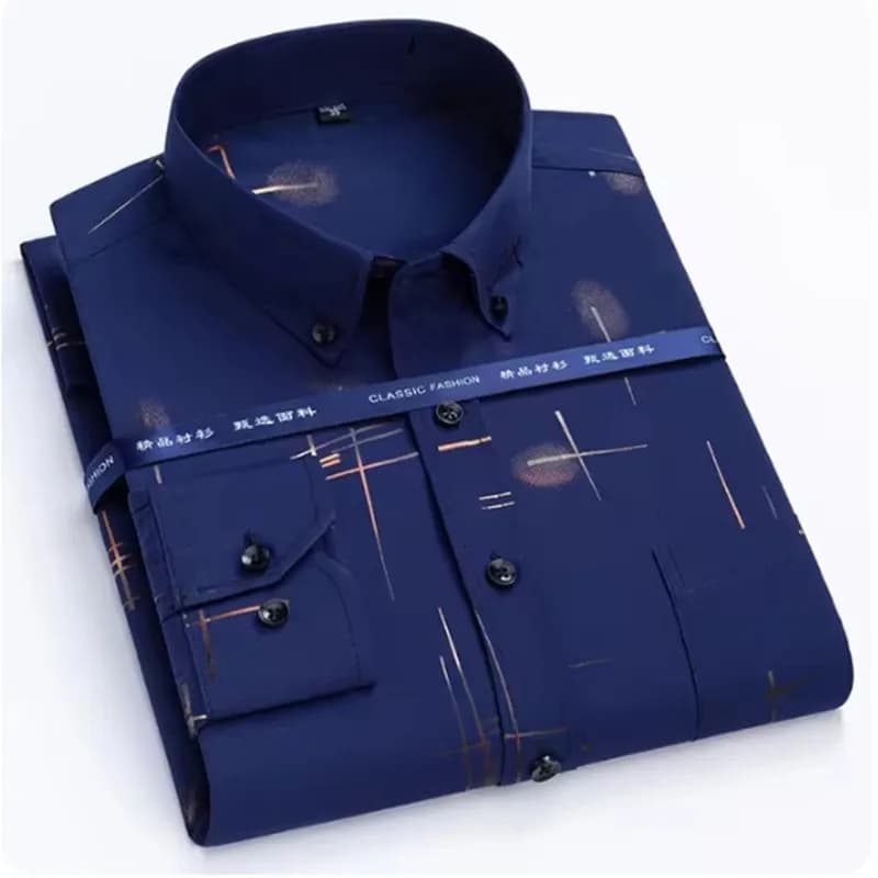 Chemise à manches longues déformable pour hommes, vêtements décontractés d'affaires, mince, coupe co
