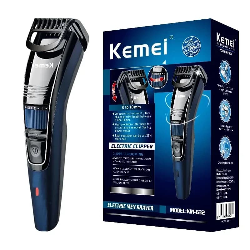 Kemei 632-Tondeuse à barbe réglable pour hommes, 0.5-10mm, aste, moustache, cheveux stubble, machine
