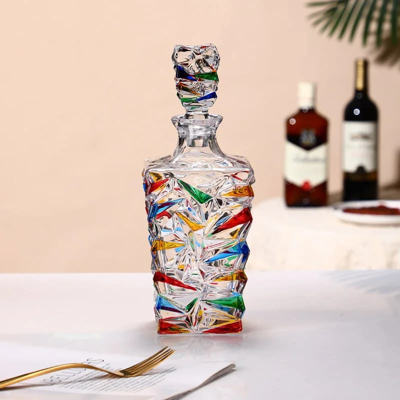 Carafe à whisky peinte à la main, style rétro italien, verre de cristal glacier pour documents, glac