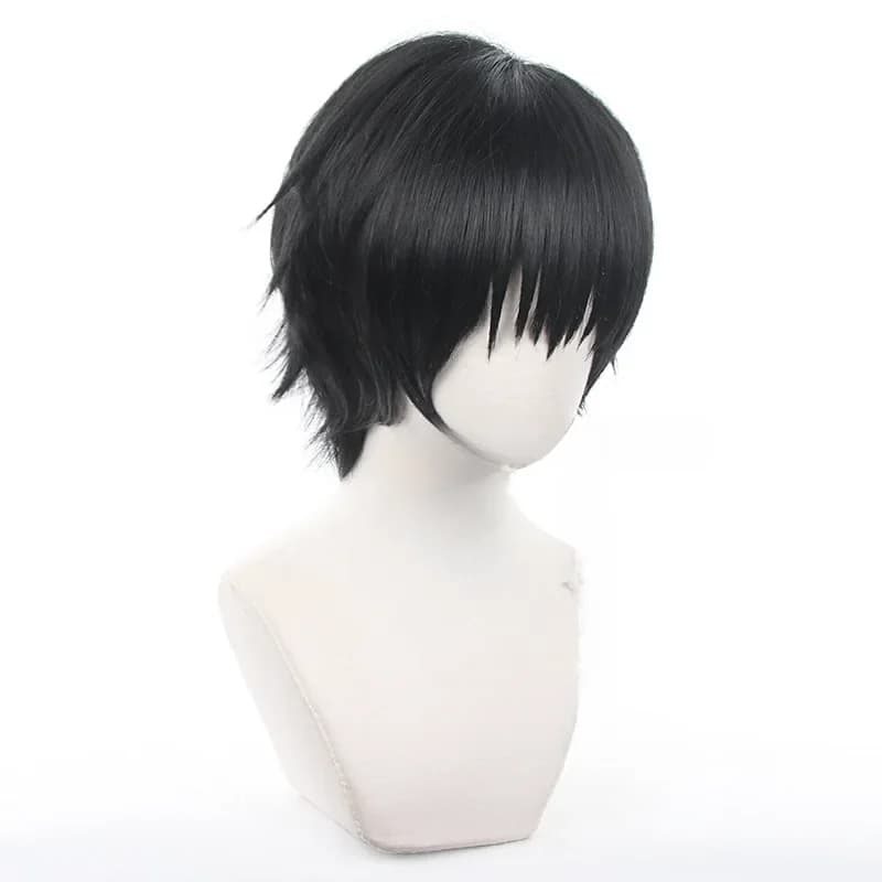 Anime Jujutsu Fushigflats Toji Cosplay Synthétique Ultraviolette Courte Cheveux Noirs pour Hommes, 3