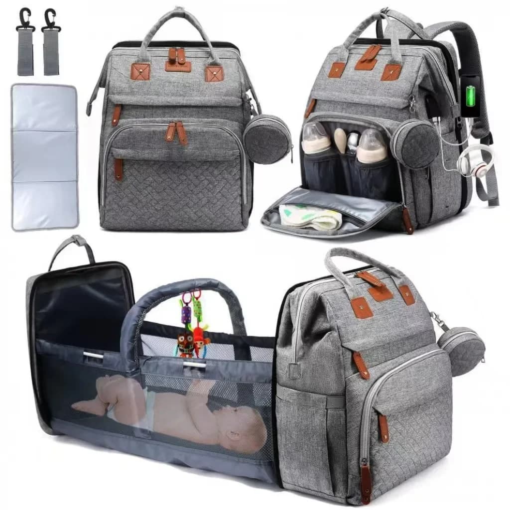 Sac à dos multifonctionnel pour couches de lit, sac à langer pour bébé fille et garçon, grande capac