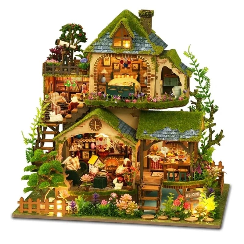 Kit de maison miniature à construire soi-même, kit de construction de mini-maison avec LED, kit mini