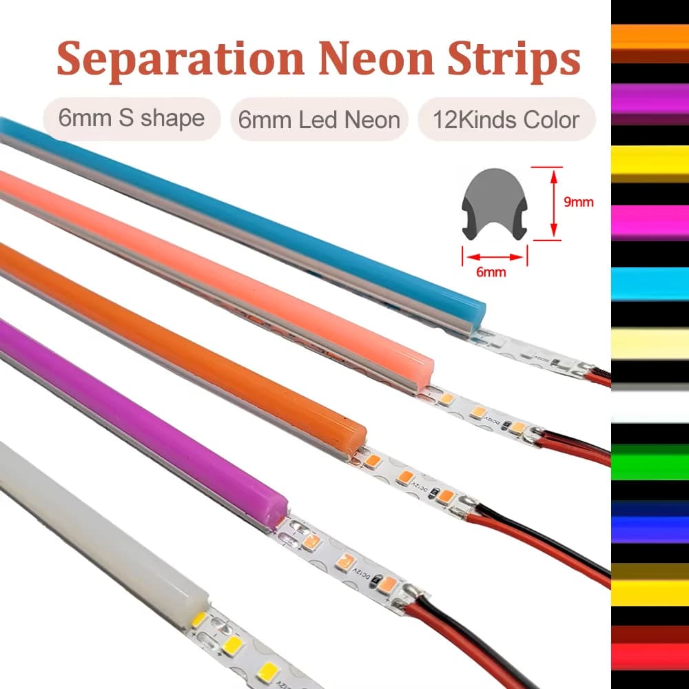 Bande Néon de Mathiation Flexible Pliable en Silicone, 12 Couleurs, DC12V 2835 SMD S Forme 120LED, D