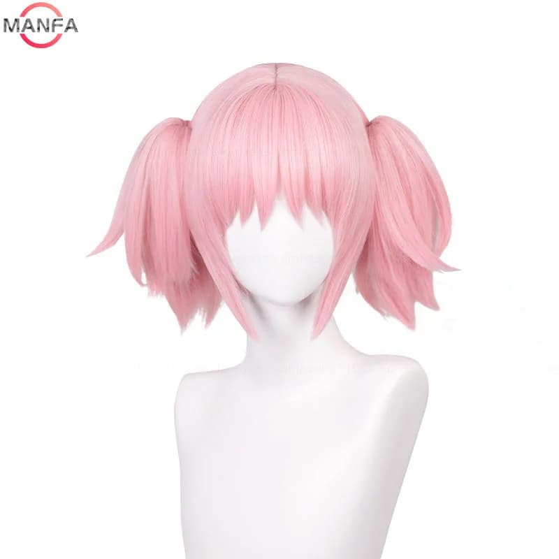 Madoka Kaname Cosplay perruques rose 30 cm pince courte queues de cheval Kaname Madoka Anime perruqu