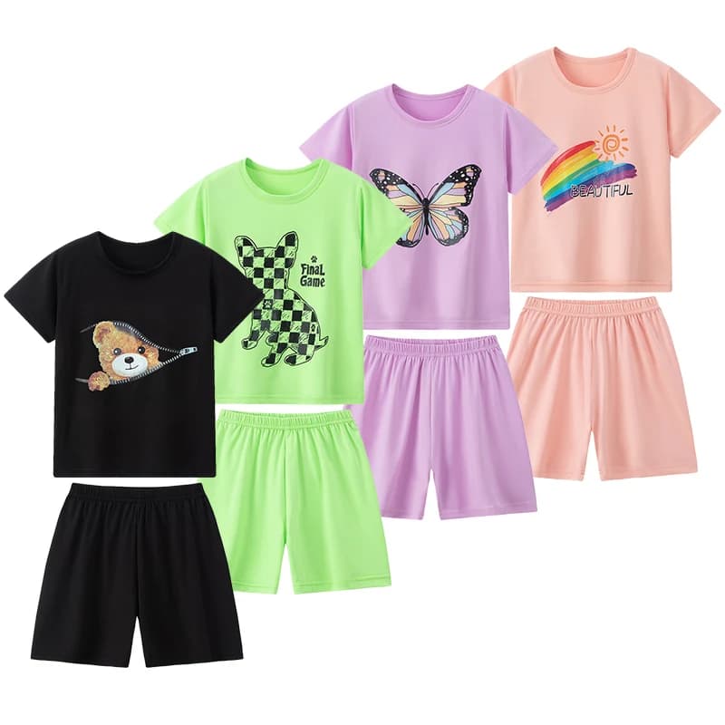 Vêtements d'été pour enfants, Short à manches courtes, costume 2 pièces pour garçons et filles, cost