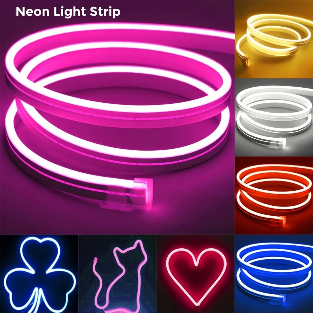 1 rouleau 12V 196,85 pouces/5M LED néon en Silicone Flexible, bande lumineuse LED extérieure étanche
