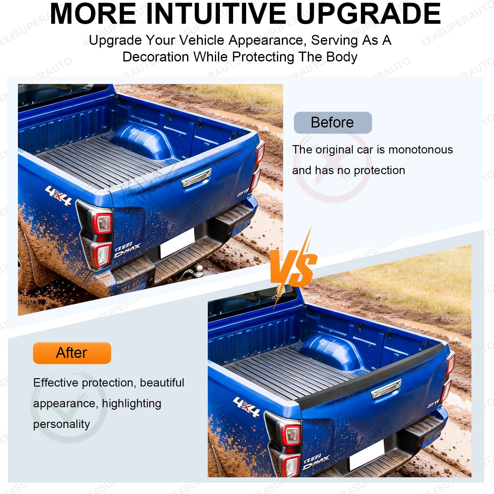 Protection de rail de hayon pour ISUZU D-MAX Dmax 2021 2022 2023, noir mat texturé, accessoire de st