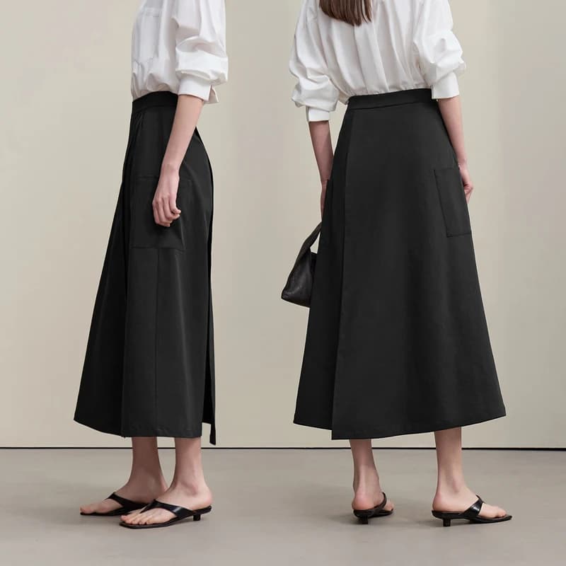 Jupe trapèze Amii pour femme, nouvelle collection été 2026, texturée, décontractée, avec poches, lon