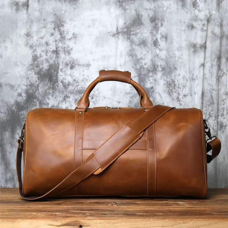 Sac de voyage rétro en cuir véritable pour hommes, sac à main en cuir de cheval élan, sac à bandouli
