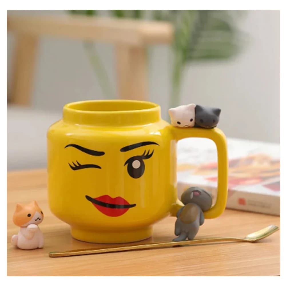 Tasse en céramique de 250ML, dessin animé mignon, café, lait, thé, verres, motif d'expression d'impu