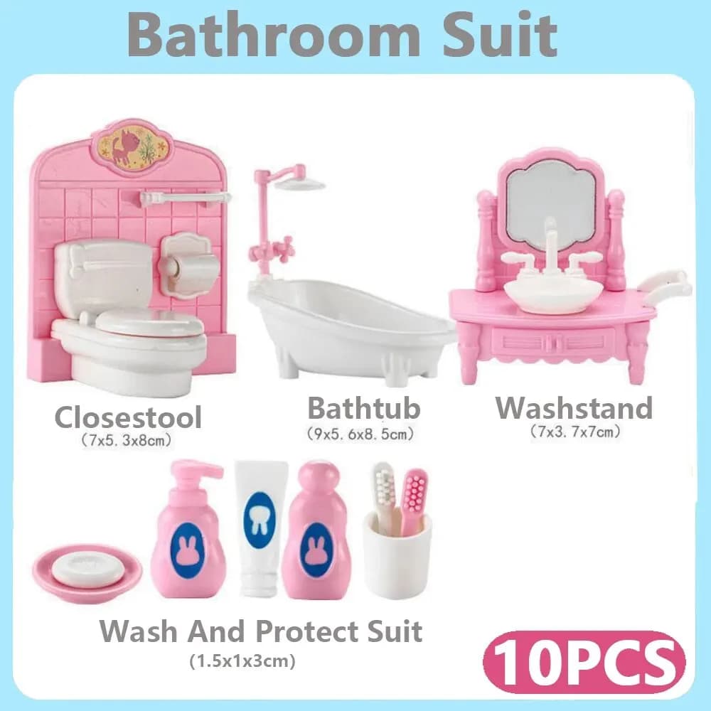 Offre spéciale mignon Kawaii rose 10 articles/Lot Miniature maison de poupée meubles accessoire enfa