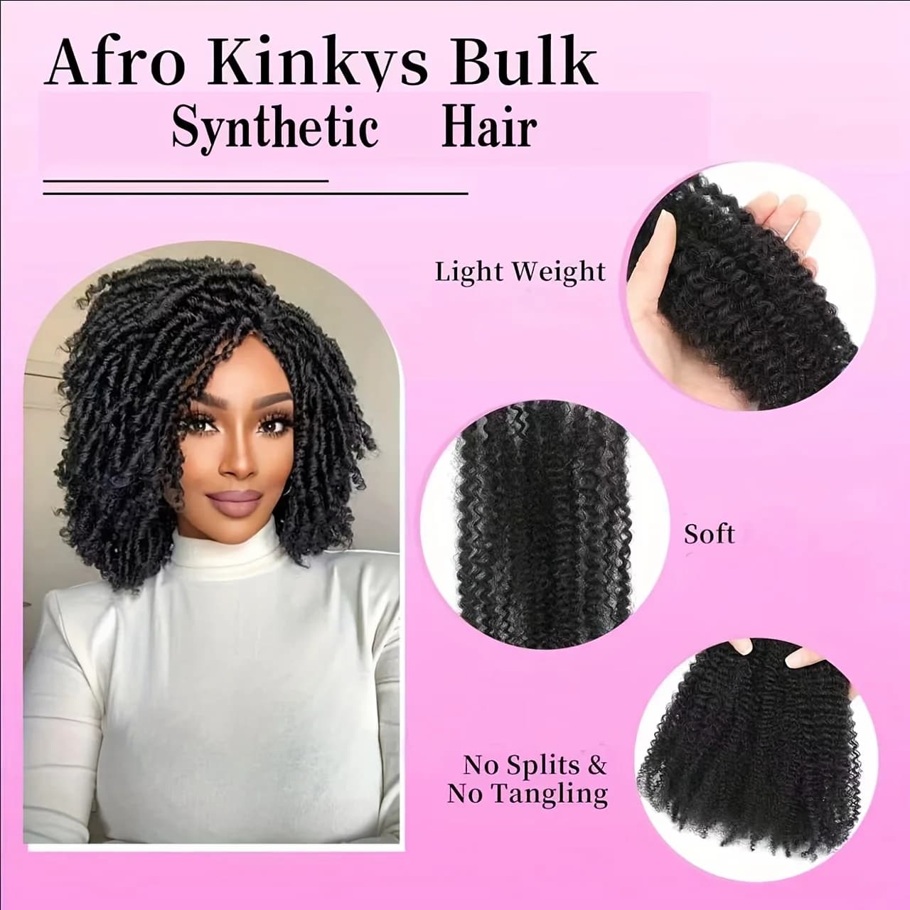Afro Kinkys cheveux synthétiques en vrac pour Extensions de Dreadlock Loc réparation tressage torsio