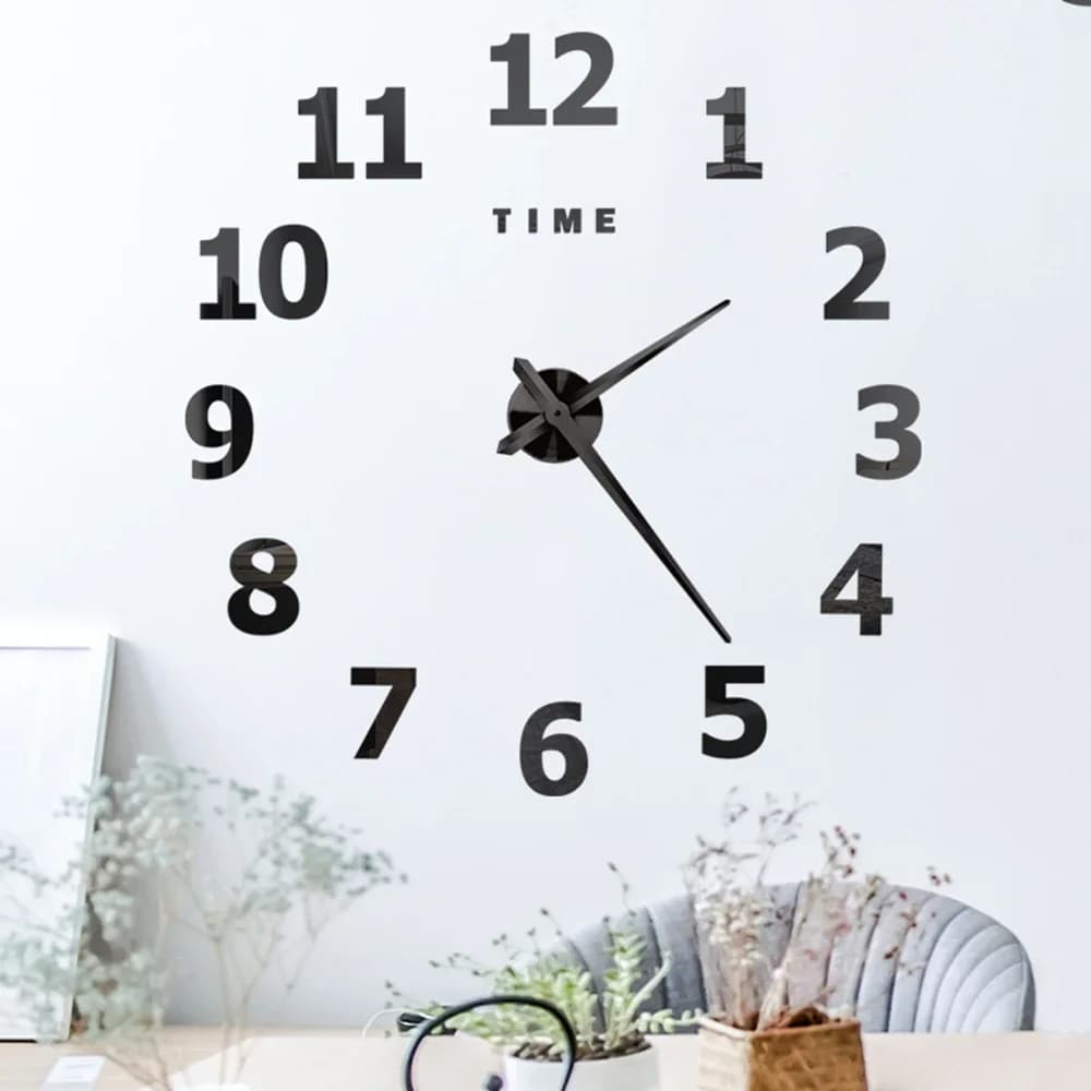 Horloge murale numérique 3D, sans cadre, autocollants muraux miroir acrylique, décoration de maison,