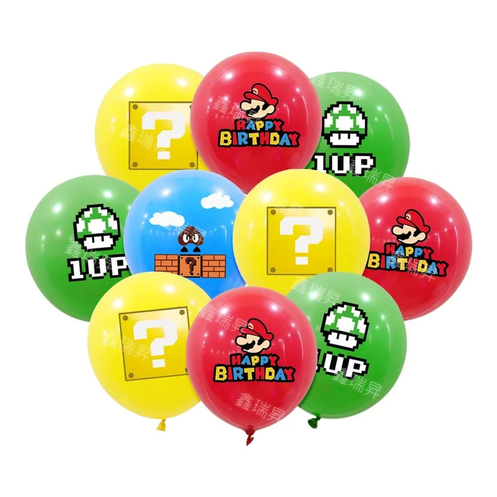 10 pièces Anime Super Mario ballons ensemble mixte Latex ballon bébé douche enfants fête d'anniversa