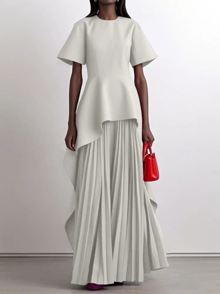 Yeezzi – robe Peplum élégante pour femmes, pour Banquet de mariage, manches courtes plissées, ourlet