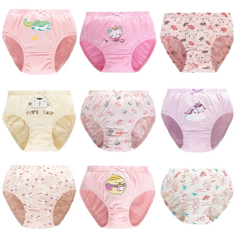 Lot de 5/10 culottes confortables en coton pour enfants et filles, sous-vêtements doux et mignons av